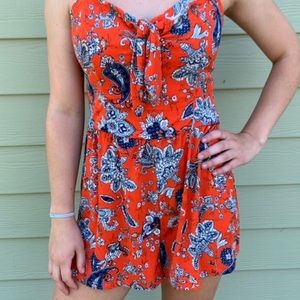 Red and blue paisley romper